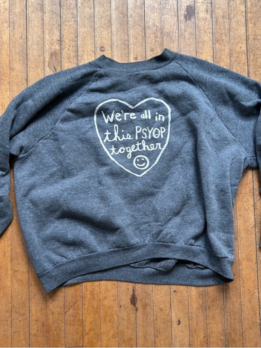 Fruit of the Loom Dark Gray Graphic Crewneck Sweatshirt